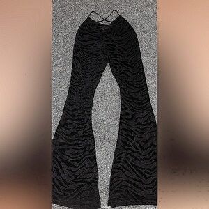 Zebra Cutout Flared Pants